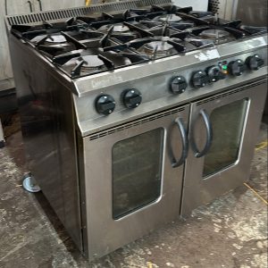 A Moorwood Vulcan catering oven and cooker, twin doors, available secondhand to customers in the catering business in the North West England and Greater Manchester area.