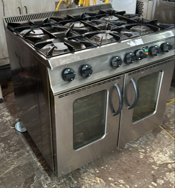 A Moorwood Vulcan catering oven and cooker, twin doors, available secondhand to customers in the catering business in the North West England and Greater Manchester area.