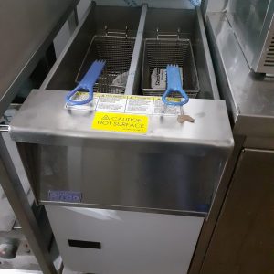 A Pitco twin tank gas deep fryer, available secondhand to customers in the catering business in the North West.